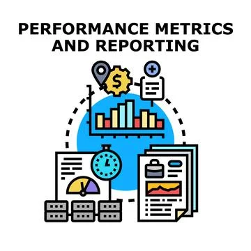 Analyzing performance metrics and reporting business data 库存插图