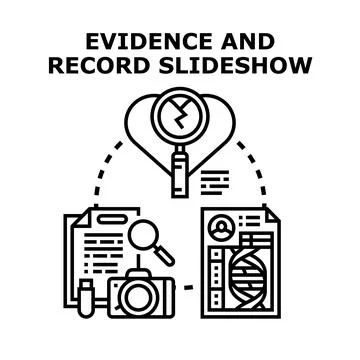 Analyzing personal evidence and record data concept Stock Illustration