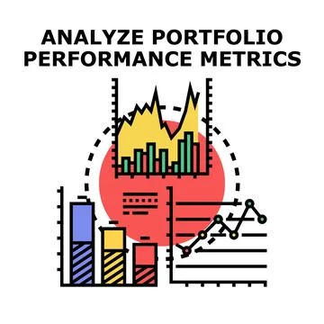 Analyzing portfolio performance metrics and financial data Stock Illustration