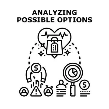 Analyzing possible options, choices, and business strategy Stock Illustration