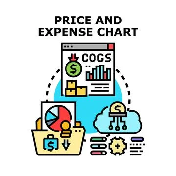 Analyzing price and expense management data concept Stock Illustration