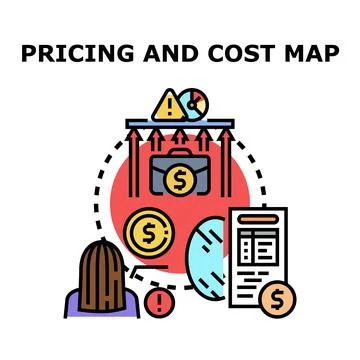 Analyzing pricing and cost map strategy illustration 스톡 일러스트