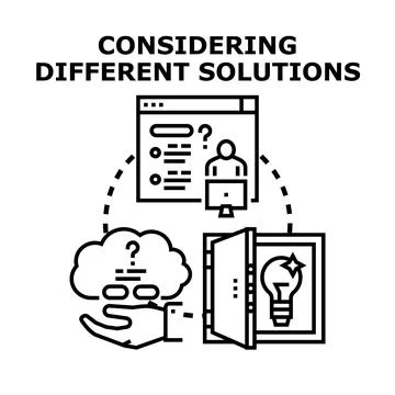 Analyzing problems and finding creative solutions concept Stock Illustration
