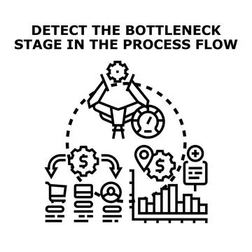 Analyzing process flow for bottleneck detection and optimization Illustrazione stock