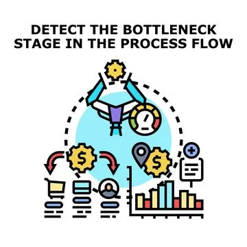 Analyzing process flow for bottleneck detection and optimization Stock Illustration