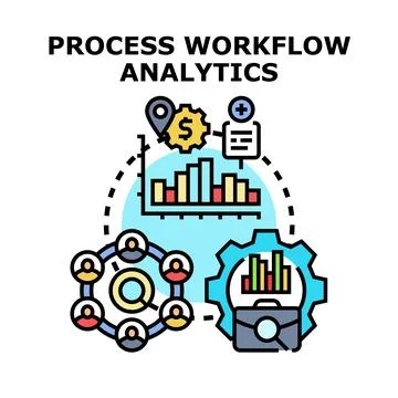 Analyzing process workflow data for business analytics application Stockillustratie