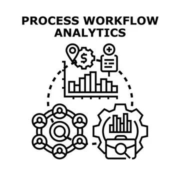 Analyzing process workflow data for business analytics application Stock Illustration