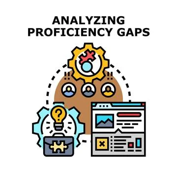 Analyzing proficiency gaps in business and education performance Stock Illustration