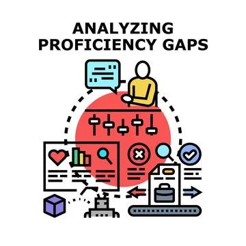 Analyzing proficiency gaps for skills development and improvement Stock Illustration