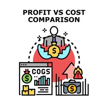 Analyzing profit versus cost comparison in business finance Illustrazione stock