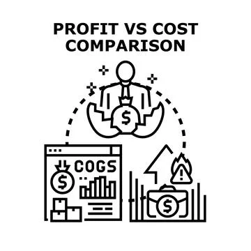 Analyzing profit versus cost comparison in business finance Ilustración de archivo