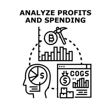 Analyzing profits and spending for business financial management Stock Illustration