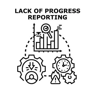 Analyzing project progress reporting issues and management problems Stock Illustration