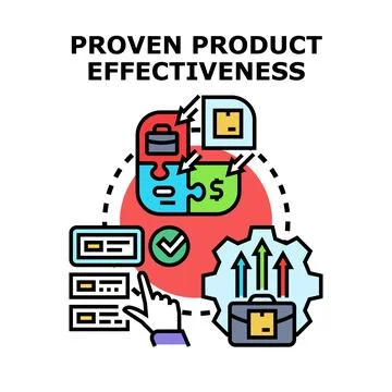 Analyzing proven product effectiveness and business optimization strategy Illustrazione stock