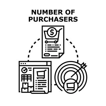 Analyzing purchaser numbers for business sales growth Stock Illustration