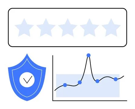 Analyzing Quality and Security Metrics with Five-Star Ratings and Data Insigh Stock Illustration