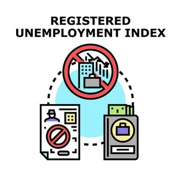 Analyzing registered unemployment index data infographic concept Stock Illustration