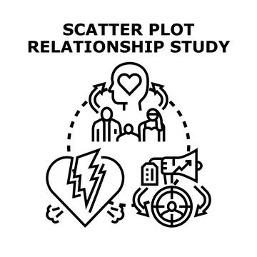 Analyzing relationship dynamics with scatter plot study Stock Illustration