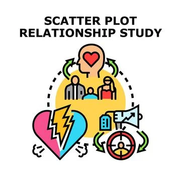 Analyzing relationship dynamics with scatter plot study Stock Illustration