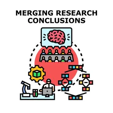 Analyzing research data and merging conclusions concept Stock Illustration