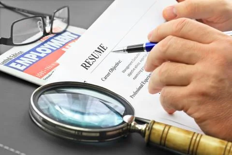 Analyzing resume Stock Photos