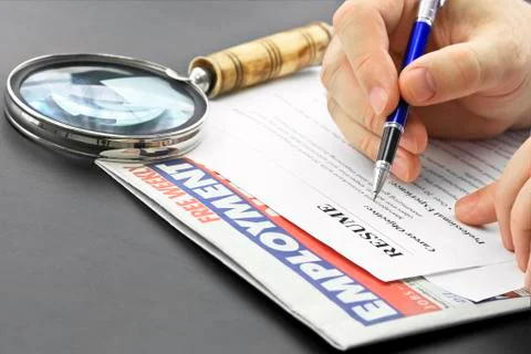 Analyzing resume Stock Photos
