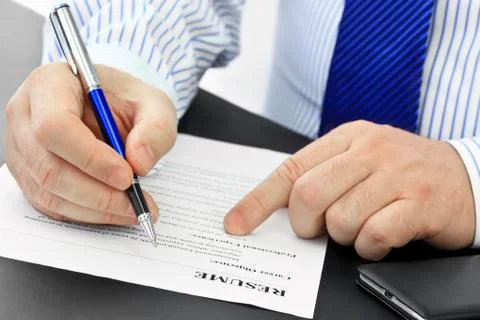 Analyzing resume Stock Photos