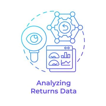 Analyzing returns data blue gradient concept icon Stock Illustration