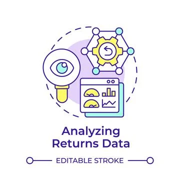 Analyzing returns data multi color concept icon Stock Illustration