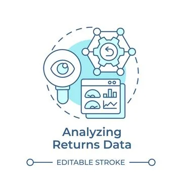 Analyzing returns data soft blue concept icon Stock Illustration
