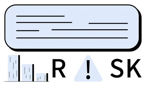 Analyzing Risk with Bar Chart, Exclamation Sign, and Text Box in Minimalist.. 스톡 일러스트