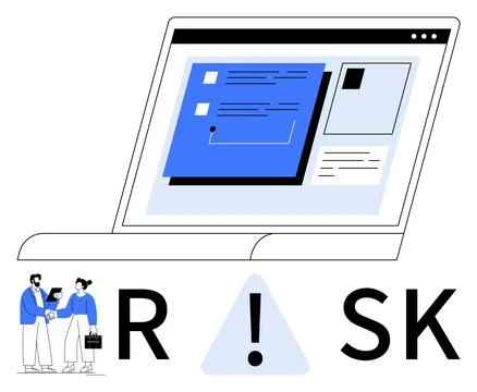 Analyzing Risk Management on Digital Platform with Business Professionals Stock Illustration