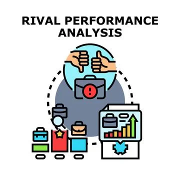 Analyzing rival business performance and competitive strategy Stock Illustration