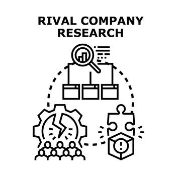 Analyzing rival company research data for business strategy Stockillustratie