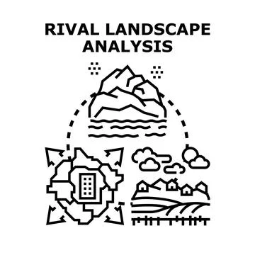Analyzing rival landscapes and competitive market environments イラスト素材