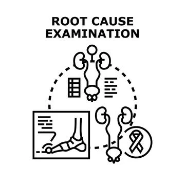 Analyzing root cause seeking medical diagnosis examination Illustrazione stock