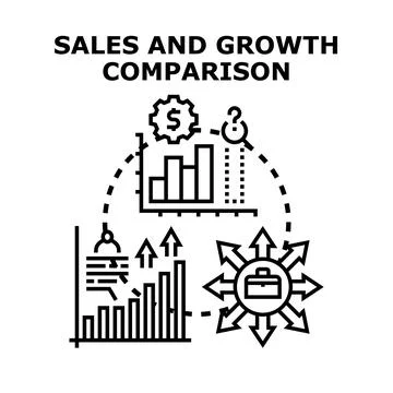 Analyzing sales and growth comparison data for business development Stock Illustration