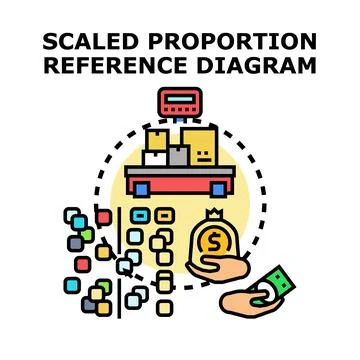 Analyzing scaled proportion and reference diagramming concepts Stock Illustration