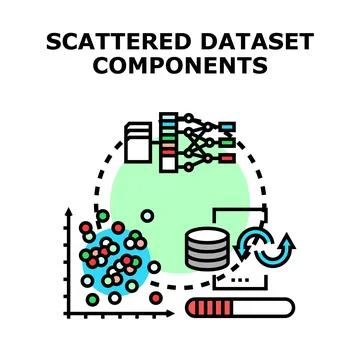 Analyzing scattered dataset components for data processing Illustrazione stock