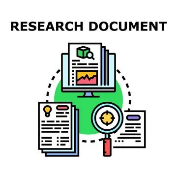 Analyzing scientific research document for data and information Stock Illustration