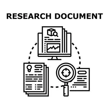 Analyzing scientific research document for data and information Stock Illustration