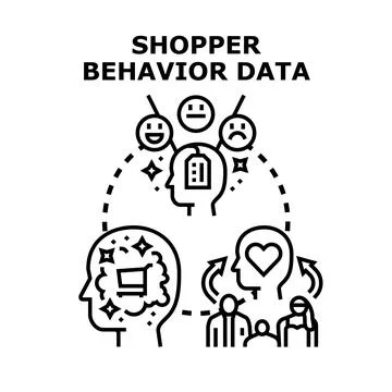 Analyzing shopper behavior data for customer experience Stock Illustration