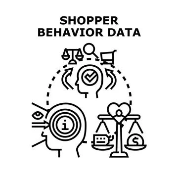 Analyzing shopper behavior data for marketing insights Stock Illustration