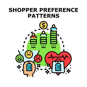Analyzing shopper preference patterns and consumer behavior Stock Illustration