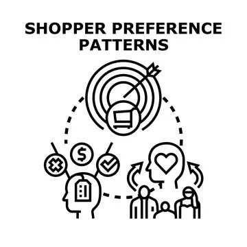 Analyzing shopper preference patterns for business success Stockillustratie