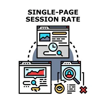 Analyzing single page session rate for website analytics Stock Illustration