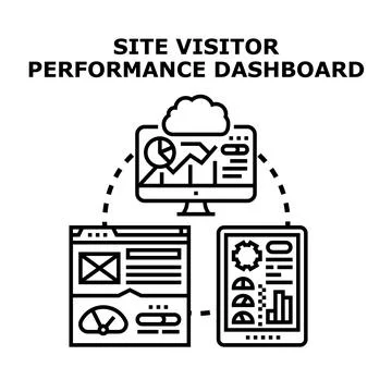 Analyzing site visitor performance dashboard reporting data Stock Illustration