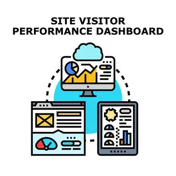 Analyzing site visitor performance dashboard reporting data Stock Illustration