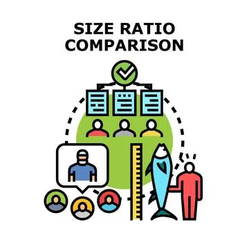 Analyzing size ratio comparison and evaluation concept Stock Illustration
