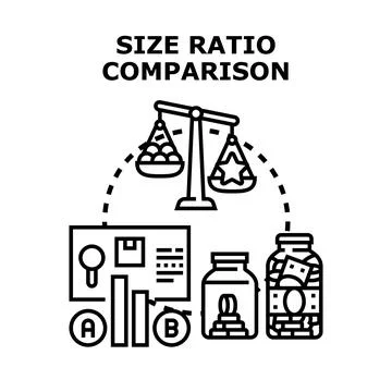 Analyzing size ratio comparison with financial growth metrics 스톡 일러스트